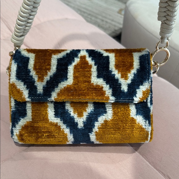 Women's Patterned Bag - Blue and Brown - Picture 3 of 13